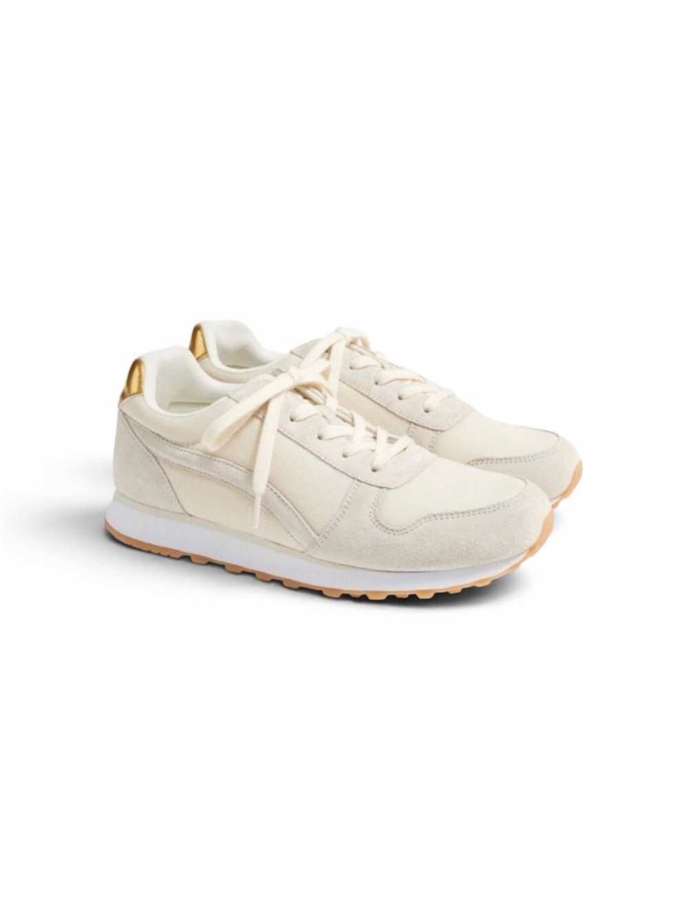 J. Crew City Trainer Sneaker in Cream/Gold Womenโs Size 8
